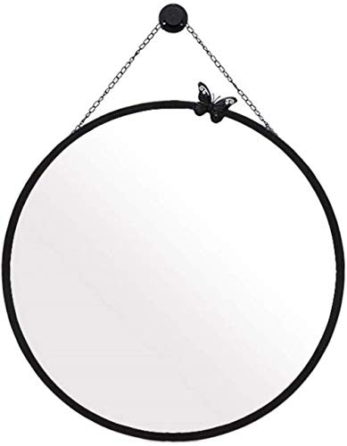 Specchio Squisito Trucco Bagno WC a Parete Dressing Rotondo WC WC a Parete Bathroom Wall Sticker Luminoso (Color : Black, Size : 70cm)