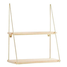 Semplicità Elegante Scaffale a Muro Scaffale Galleggiante Scaffali in Legno Massello Scaffale in Metallo Salva Spazio Cuscinetto Forte Balcone Negozio Di Abbigliamento, 2 Strati, HJJ, Oro, 40x15x4