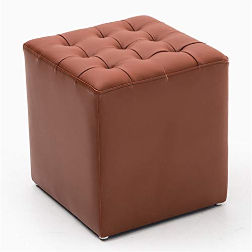 Jiangang-Ottomane Mobili per la casa e Giardino Poggiapiedi Imbottito quadrato丨Pouf Sgabello Trucco monopiede in Pelle PU丨Panca Scarpa cambia-34.5x34.5x36cm Ottomani da Cucina (Colore : Light Brown)