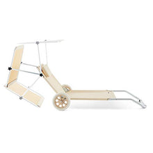 Deuba Casaria Lettino Prendisole Kreta in Alluminio Tetto Sdraia Pieghevole trasportabile 150x52 cm Beige