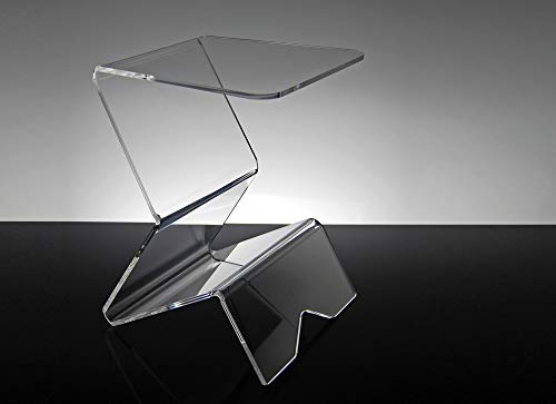 Slato tavolino portariviste. Comodino da Notte dal Design Moderno in plexiglass Trasparente Dagmar (30 × 30 × h42 cm)