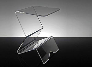 Slato tavolino portariviste. Comodino da Notte dal Design Moderno in plexiglass Trasparente Dagmar (30 × 30 × h42 cm)