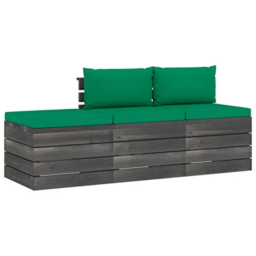 FAMIROSA Set Divani da Giardino su Pallet 3 pz con Cuscini Massello Pino-1760