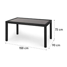blumfeldt Peniche - Tavolo da Giardino, Superficie Tavolo 150 x 90 cm, per 6 Persone, Materiali: Polyrattan/Alluminio/Vetro, Resistente alle Intemperie, Aspetto Rattan, Nero