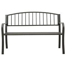 vidaXL Panchina da Giardino con Braccioli Curvati Elegante Robusta Classica Panca Arredi da Esterno Sedute 125 cm Nera in Acciaio