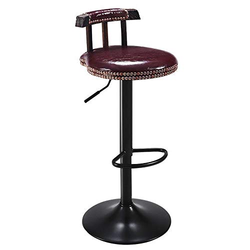 ChengBeautiful Retro Bar Sgabelli Sgabello Girevole Regolabile Mid-Century Zona Pranzo Cucina in Pelle Contatore Altezza Bar Sedie Sgabelli High Light (Color : Red, Size : M)