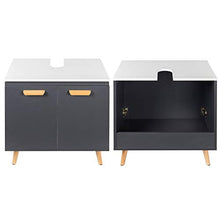 eSituro Armadietto Sottolavabo da Bagno da Cucina Mobile a Terra con 2 Porte in Legno MDF Grigio Mobiletto Sotto Il Lavello SBP0060