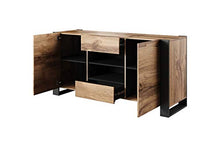 BIM Furniture Comò NUNKI 164 cm Credenza Highboard Armadio Wotan Rovere Antracite Due Ripiani Due Cassette