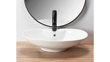 VBChome Lavabo in ceramica, 60 x 40 x 17 cm, design ovale, lavabo, per bagno, lavandino d'aspirazione, per ospiti, WC