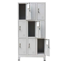 Armadio Armadio in metallo, armadio con 9 scomparti per guardaroba, grigio 90 x 45 x 180 cm