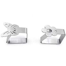 2 Fermatovaglia In Metallo Con Fiore Gancio Ferma Tovaglia Tavolo Vento Clip