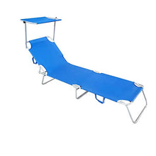 MEDIA WAVE store 2309P Lettino Prendisole Pieghevole Schienale Regolabile e tettuccio Parasole di Colore Azzurro