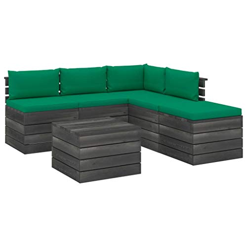 FAMIROSA Set Divani da Giardino su Pallet 6 pz con Cuscini Massello Pino-1928