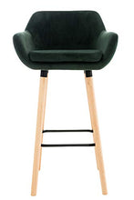 CLP Coppia di Sgabelli Bar Grant in Velluto Sfoderabile I Set 2 Sedie Alte Cucina in Legno con Cuscino Removibile, Colore:Verde