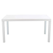 MilaniHome Set Tavolo da Giardino Rettangolare Fisso Cm 150 X 90 con 4 Sedie E 2 Poltrone in Wicker Stampato Bianco da Esterno