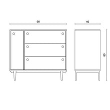 VS Venta-stock Cassettiera Roma 1 Porta e 3 Cassetti in Bianco, Gambe e Frontali in Legno Naturale