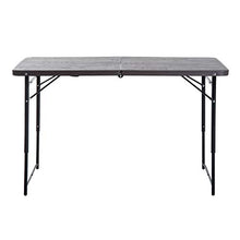 Outsunny Tavolo Campeggio Pieghevole, Portatile con Altezza Regolabile, Effetto Legno, 122x61x53/71,5cm Nero e Marrone