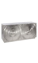 DENZZO - Cassettiera in legno rivestita in metallo, motivo a spirale, colore: Argento