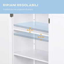 kleankin Mobiletto Armadietto 2 Ripiani 2 Ante con Maniglie da Bagno MDF 60 x 30 x 80cm Bianco