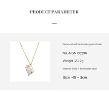 Baoxiaohed Collana in Argento Sterling, Collana di Perle Intarsiata in Argento Argento Dorato, Utilizzata Come Regalo per La Festa della Mamma, Feste, Compleanni E Anniversari