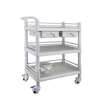 Carrelli portaoggetti Carrello di bellezza per parrucchiere Carrello per estetica con 2 cassetti e benna per sporco regolabile | Carrello dell'ospedale dell'ABS per il laboratorio, salone di bellezza
