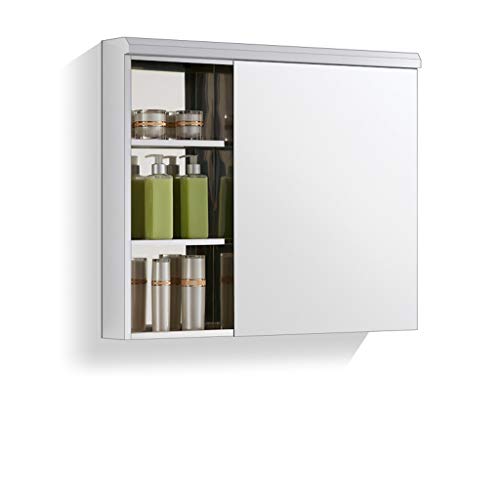 haozai Mobile Bagno Sospeso con Mensola E Ripiani Regolabili, Armadietto da Parete 60 X 60 X 13 Cm Bagno Armadietto Pensile con Anta Armadietto per Bagno E Corridoio 1214
