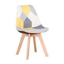 GroBKau, set di 4 sedie da ufficio in lino patchwork con gambe in legno, per casa, soggiorno, cucina, cucina, (giallo, 4)