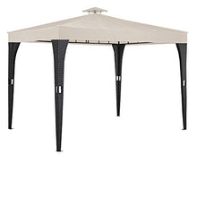Deuba Gazebo polyrattan 3x3m Doppio Tetto antimacchia Resistente Raggi UV Padiglione Giardino Crema