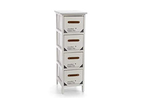 GICOS IMPORT EXPORT SRL Mobile cassettiera in legno colore bianco 4 cassetti decorata 26 * 32 * 80 cm shabby chic EDT-809330
