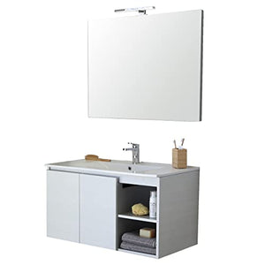 bonussi Mobile Bagno Sospeso 90 cm Lavabo e Specchio Connor Bianco