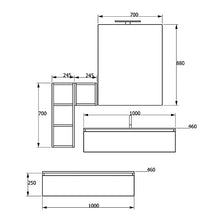 bonussi Mobile Bagno Sospeso 149-160 cm Lavabo Specchio Pensile e Cassettone Kelly Rovere