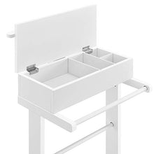 [en.casa] Indossatore da Camera 43,5 x 34,5 x 110 cm - MDF e Legno di Pino, Bianco, con portapantaloni, gruccia e scompartimenti contenitori