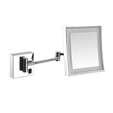 UIGJIOG Specchio Ingranditore con Luce LED Ricaricabile Specchietti da Trucco a Parete Regolabile e Allungabile Cromato in Metallo Ingrandimento X 3 con Cavo USB Forma Quadrata