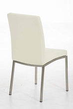 CLP Sedia Pranzo Grenoble in Similpelle E Acciaio Inox I Sedia Soggiorno Imbottita Moderna, Alt. 48 CM I Sedia Tavolo Salotto Moderna, Colore:Panna
