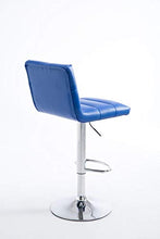 CLP Sgabello Bar Limerick In Similpelle I Sedia Cucina Girevole 360° Regolabile 84-105 CM I Sgabello Imbottito In Metallo, Colore:blu, Colore del telaio:cromo