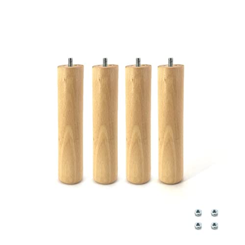 Cortassa Set 4 Piedi per Rete a Doghe Gambe Letto Universali in Legno di Faggio (32 cm), Marrone