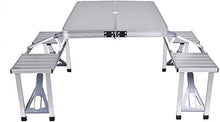 Tavolo da picnic all'aperto Tavolo da picnic da campeggio pieghevole portatile, tavolo da campeggio in alluminio compatto leggero con seduta e ombrellone, adatto per uso interno ed esterno Bbq Party T