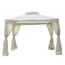 Outsunny Gazebo da Giardino con Paletti e Corde Tetto Zanzariera Zanzariera Pareti Laterali Poliestere Acciaio 295 x 295 x 263 cm Beige