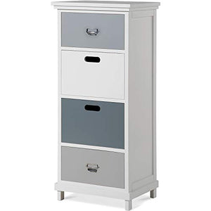 FlyingShadow Cassettiera con Cassetti Cassettiera Camera Letto in Legno in Stile Moderno Cassettiera Armadio Mobiletto per Camera da Letto Soggiorno Corridoio Cucina (Bianco & Grigio)