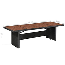 vidaXL Legno Massello e Polyrattan Tavolo da Giardino 240x90x74 cm Tavola