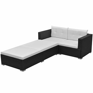 Festnight Divano Modulare da Esterno in Polirattan,Lettino Prendisole da Giardino Reclinabile Polirattan,Set Divano Letto Modulare a 2 Posti da Giardino in Polirattan Marrone
