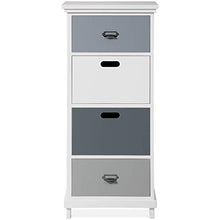 H-CAR Cassettiera Alta con 4 cassetti in Legno massello Comodino Grande con Gambe in Legno per Soggiorno, Camera da Letto, corridoio, Ufficio