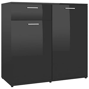 vidaXL Credenza in truciolato nero lucido, 80 x 36 x 75 cm