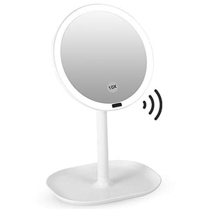 Wosune Specchio per Il Trucco da Tavolo, luci di induzione del Corpo Umano a infrarossi con Pad Antiscivolo Spegnimento Automatico Regola Lo Specchio per Il Trucco a 360 Gradi, per Il Soggiorno