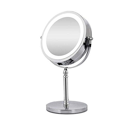 BD.Y Specchi per Il Trucco 10X Ingrandimento con LED Specchi per Cosmetici Specchi Rotondi Specchio da toeletta da Tavolo Specchio retroilluminato a Doppia Faccia