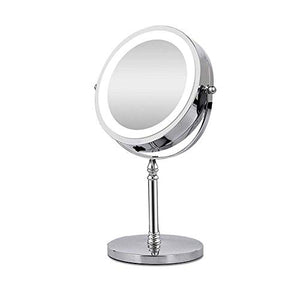BD.Y Specchi per Il Trucco 10X Ingrandimento con LED Specchi per Cosmetici Specchi Rotondi Specchio da toeletta da Tavolo Specchio retroilluminato a Doppia Faccia