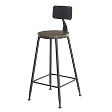 Sedia da Pranzo Sgabelli Alti  Sgabelli da bar quadrato / rotondo / in legno massello / seduta in pelle PU con schienale e gamba in ferro artistico, sedia da bar senza braccioli (altezza: 75 cm)