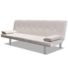 Festnight Adjustable Bed Sofa with Two Pillows Divano Letto Regolabile in Ecopelle/Similpelle/Pelle Artificiale con Due Cuscini da Soggiorno 168 x 77 x 64 cm Bianco/Nero