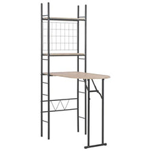 Festnight Set 3 pz Tavolo e Sedie Pieghevoli con Scaffale MDF e Acciaio,Tavolo con sedie Cucina,Penisola Cucina con sgabelli,Tavolo Alto da Bar,Tavolo Bar con sgabelli,Penisola per Cucina