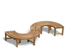 Panca Rotonda a Forma di S Fermo, Resistente alle intemperie, in Teak Massiccio, Diametro Esterno 150 cm, Rotonda o semicircolare 360°
